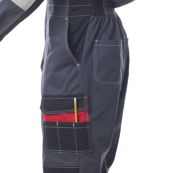 Комбинезон защитный Спрут Формула 56-58 рост 182-188 см серый/красный