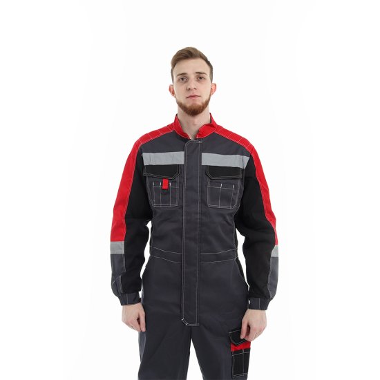 Комбинезон защитный Спрут Формула 56-58 рост 182-188 см серый/красный