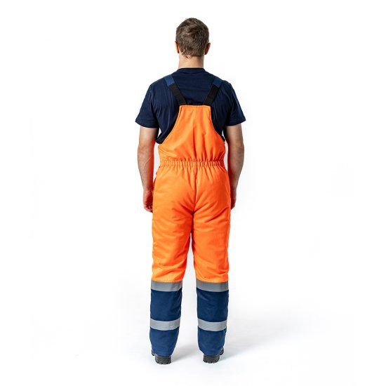 Полукомбинезон рабочий мужской утепленный Дарина Сигнальщик 52-54 рост 170-176 см темно-синий/оранжевый