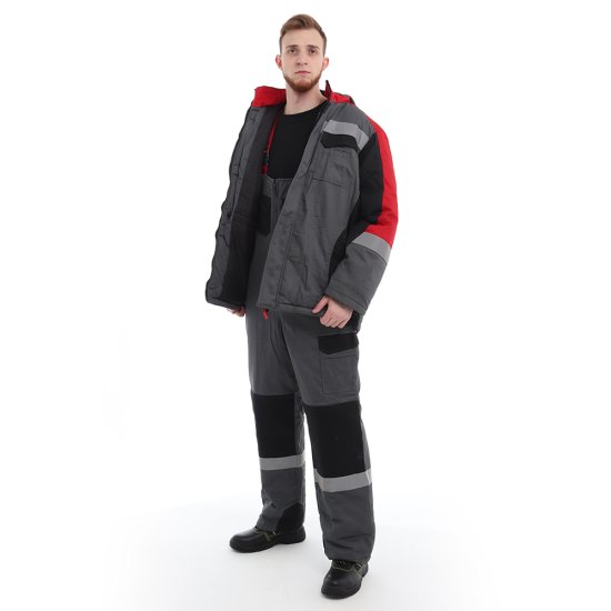 Костюм рабочий мужской утепленный Спрут Формула 52-54 рост 182-188 см серый/красный
