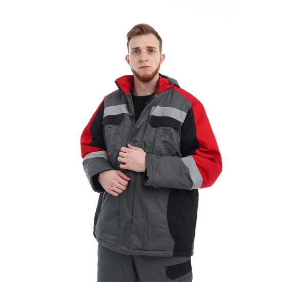 Костюм рабочий мужской утепленный Спрут Формула 56-58 рост 182-188 см серый/красный