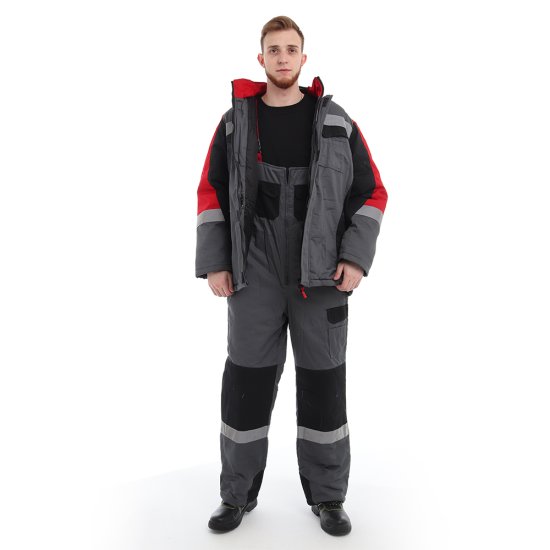 Костюм рабочий мужской утепленный Спрут Формула 56-58 рост 182-188 см серый/красный