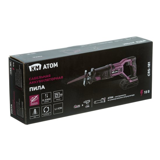 Пила сабельная аккумуляторная КМ АТОМ 18 В без АКБ и ЗУ (СRS-181)