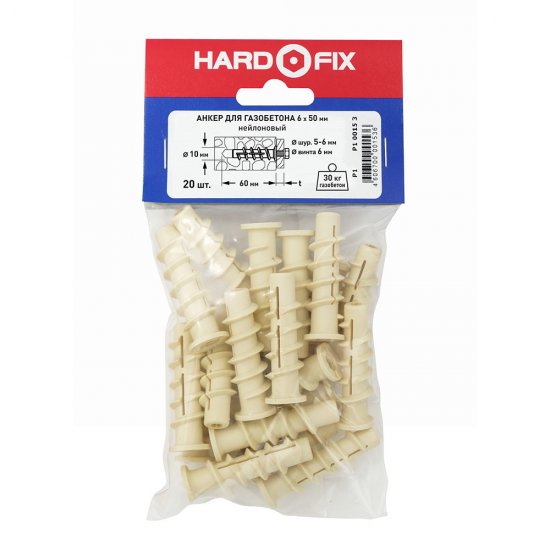 Дюбель для газобетона Hard-Fix 6x50 мм (20 шт.) нейлон