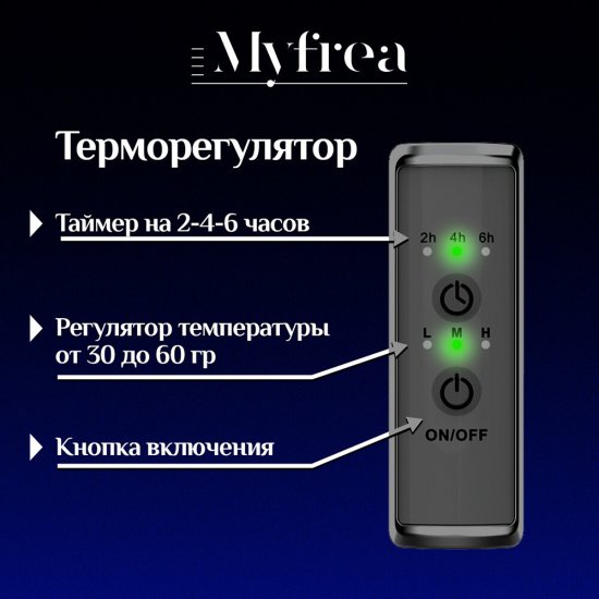 Полотенцесушитель электрический MyFrea MyMadrid 600х400 мм 62 Вт с терморегулятором черный