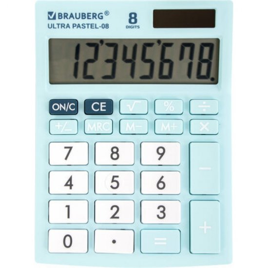 Настольный компактный калькулятор BRAUBERG ULTRA PASTEL-08-LB