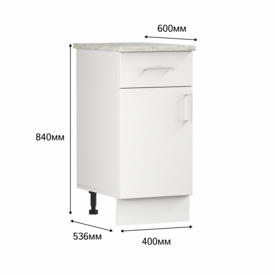 Кухонный модуль напольный 40х84х53,6 см Твэгги белый 1 полка/1 ящик
