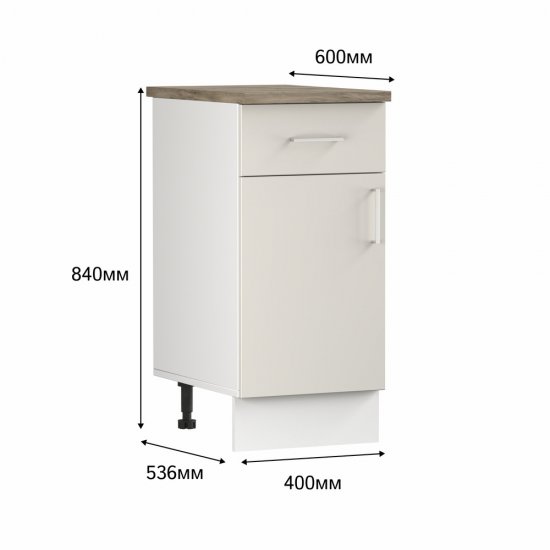 Кухонный модуль напольный 40х84х53,6 см Твэгги ваниль 1 полка/1 ящик