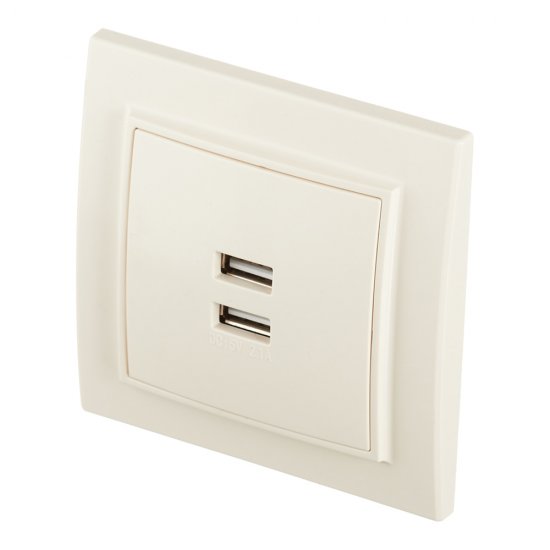 Розетка USB EKF Минск встраиваемая бежевая 2хUSB-А (ERR-2USB-200)