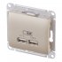 Розетка USB Systeme Electric Glossa встраиваемая титан 2хUSB-A (GSL000433)