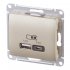 Розетка USB Systeme Electric Glossa встраиваемая титан USB-A/ Type-C (GSL000439)