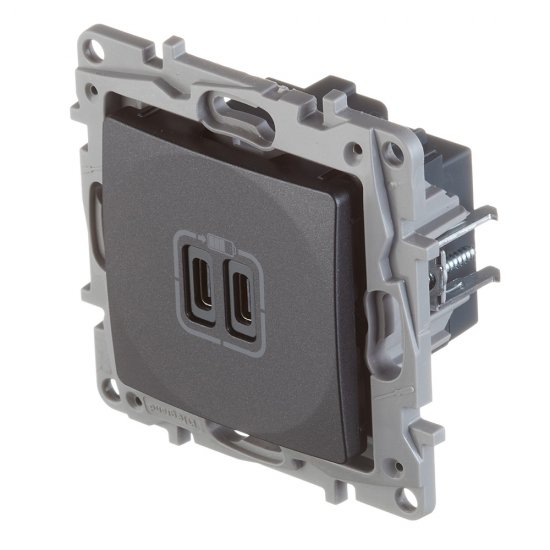 Розетка USB Legrand Etika встраиваемая антрацит 2хUSB Type-C (672635)