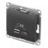 Розетка USB Systeme Electric Glossa встраиваемая антрацит USB-A/ Type-C (GSL000739)
