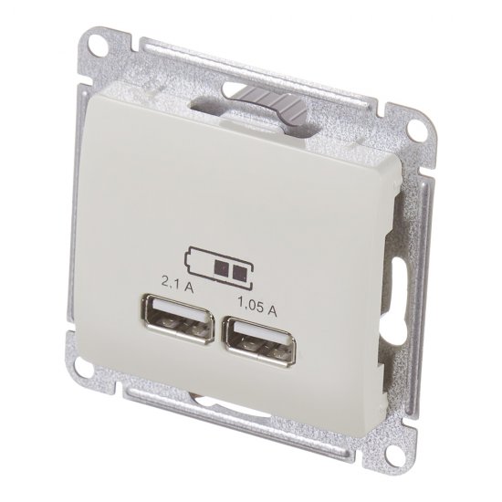 Розетка USB Systeme Electric Glossa встраиваемая бежевая 2хUSB-A (GSL000233)