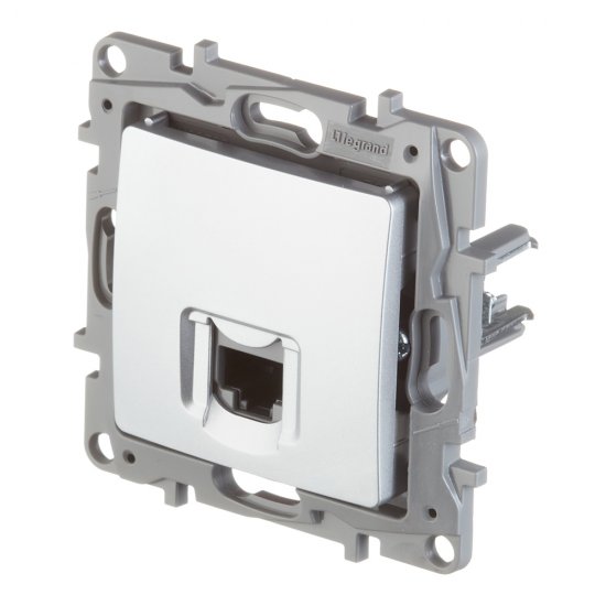 Розетка компьютерная Legrand Etika встраиваемая алюминий RJ45 (672441)