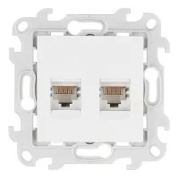 Розетка компьютерная Simon 24 Harmonie встраиваемая белая 2хRJ45 (2450593-030)