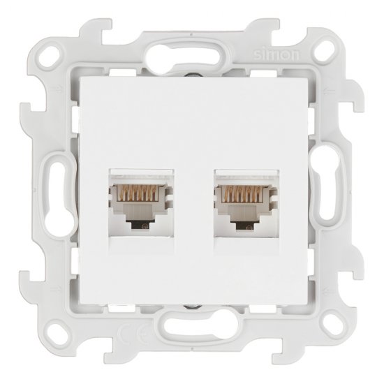 Розетка компьютерная Simon 24 Harmonie встраиваемая белая 2хRJ45 (2450593-030)