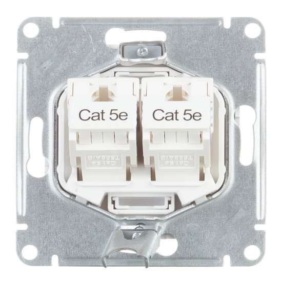 Розетка компьютерная Systeme Electric AtlasDesign встраиваемая белая 2хRJ45 (ATN000185)