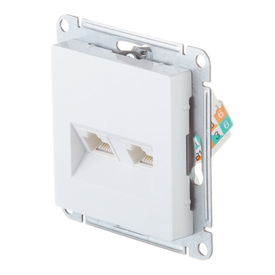 Розетка компьютерная Systeme Electric AtlasDesign встраиваемая белая 2хRJ45 (ATN000185)