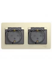Розетка Systeme Electric Glossa встраиваемая бежевая со шторками с крышкой (GSL000247)