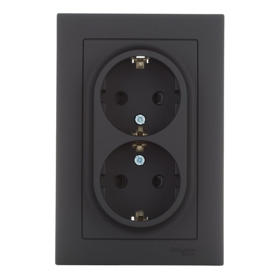 Розетка Systeme Electric AtlasDesign встраиваемая карбон со шторками (ATN001026)