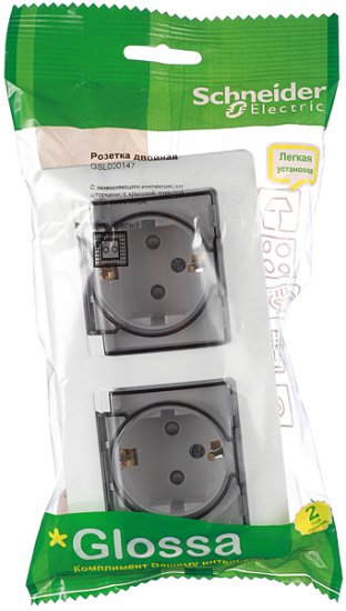 Розетка Systeme Electric Glossa встраиваемая белая со шторками с крышкой (GSL000147)