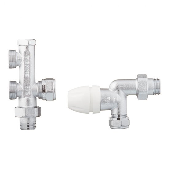 Узел регулирующий угловой Tiemme 1/2 НР(ш) х М24 НР(ш) для радиатора (3375KIT)