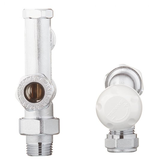 Узел регулирующий угловой Tiemme 1/2 НР(ш) х М24 НР(ш) для радиатора (3375KIT)