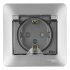Розетка Systeme Electric Glossa встраиваемая алюминий со шторками с крышкой (GSL000348)