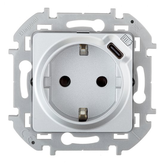 Розетка Legrand Inspiria встраиваемая алюминий с USB Type-C (673772)