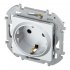 Розетка Legrand Inspiria встраиваемая алюминий со шторками (673732)