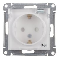 Розетка Systeme Electric AtlasDesign Aqua встраиваемая белая с заземлением со шторками с крышкой (ATN440146)