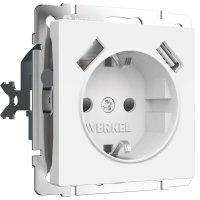 Розетка Werkel встраиваемая белая матовая со шторками с 2хUSB-А (a062406)