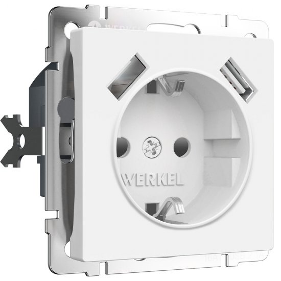 Розетка Werkel встраиваемая белая матовая со шторками с 2хUSB-А (a062406)