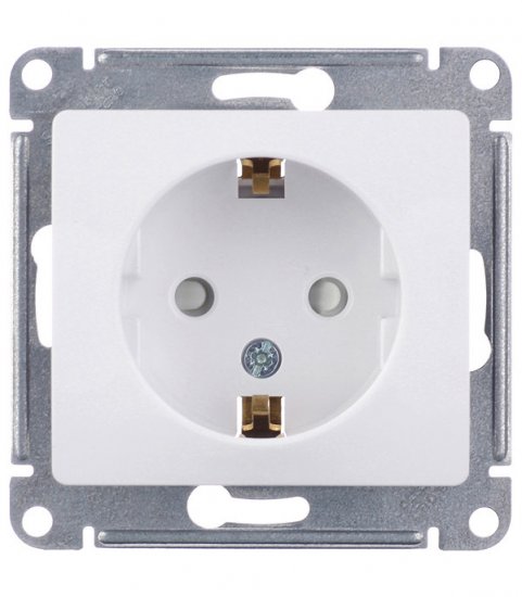 Розетка Systeme Electric Glossa встраиваемая белая со шторками (GSL000145)