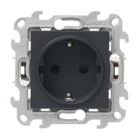 Розетка Simon 24 Harmonie встраиваемая графит со шторками (2420432-038)