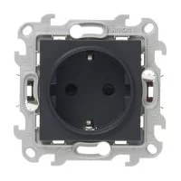 Розетка Simon 24 Harmonie встраиваемая графит со шторками (2420432-038)