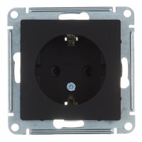 Розетка Systeme Electric AtlasDesign встраиваемая карбон с заземлением со шторками (ATN001045)
