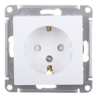 Розетка Systeme Electric AtlasDesign встраиваемая белая с заземлением со шторками (ATN000145)