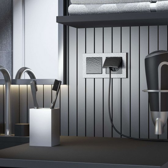 Розетка Werkel встраиваемая черная со шторками с крышкой (a052053)