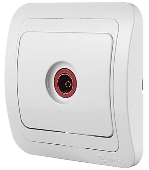 Розетка телевизионная Makel Mimoza встраиваемая белая (12007)