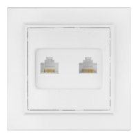 Розетка компьютерная/ телефонная EKF Минск встраиваемая белая RJ11/ RJ45 (ERK00-135-10)