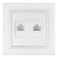 Розетка компьютерная/ телефонная EKF Минск встраиваемая белая RJ11/ RJ45 (ERK00-135-10)