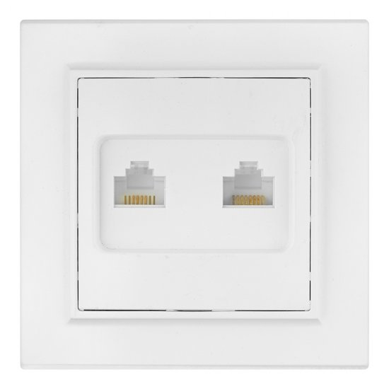 Розетка компьютерная/ телефонная EKF Минск встраиваемая белая RJ11/ RJ45 (ERK00-135-10)