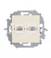 Розетка компьютерная/ телефонная Simon 15 встраиваемая слоновая кость RJ11/ RJ45 (1591590-031)