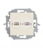 Розетка компьютерная/ телефонная Simon 15 встраиваемая слоновая кость RJ11/ RJ45 (1591590-031)