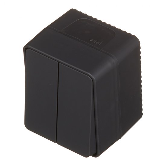 Выключатель Systeme Electric AtlasDesign Profi54 двухклавишный накладной антрацит (ATN544051)