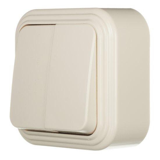 Выключатель Svet двухклавишный накладной бежевый (0603-00121)