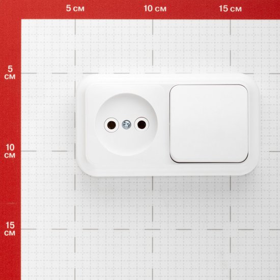 Блок выключатель и розетка Svet одноклавишный накладной белый (EV0362-5140)