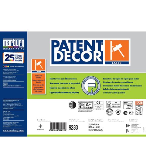 Обои под покраску виниловые на флизелиновой основе фактурные антивандальные Marburg Laser 9233 (1,06х25 м) плотность 150 г/кв.м